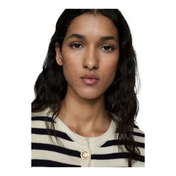 Mango [S] Knitted cardigan with jewel button - Picture 4 of 7